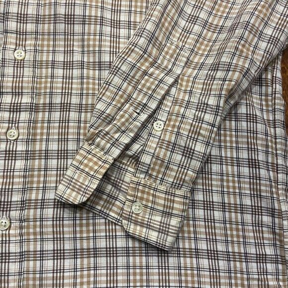 Polo Ralph Lauren Vtg Blake Button Front Cream Tan Plaid Shirt Men's Size Small - Picture 5 of 9